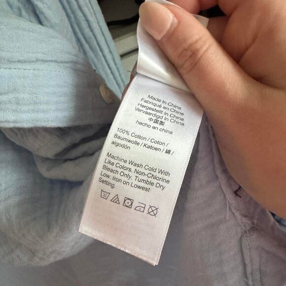 J Crew Cotton Gauze Light Blue Button Up Shirt size L-XL - Picture 6 of 6